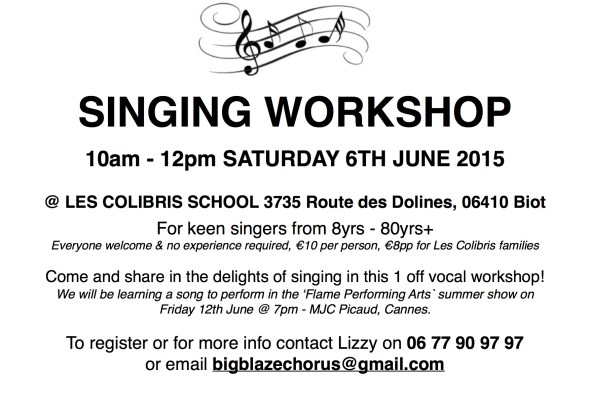Sat 6th June - Singing Workshop POSTER